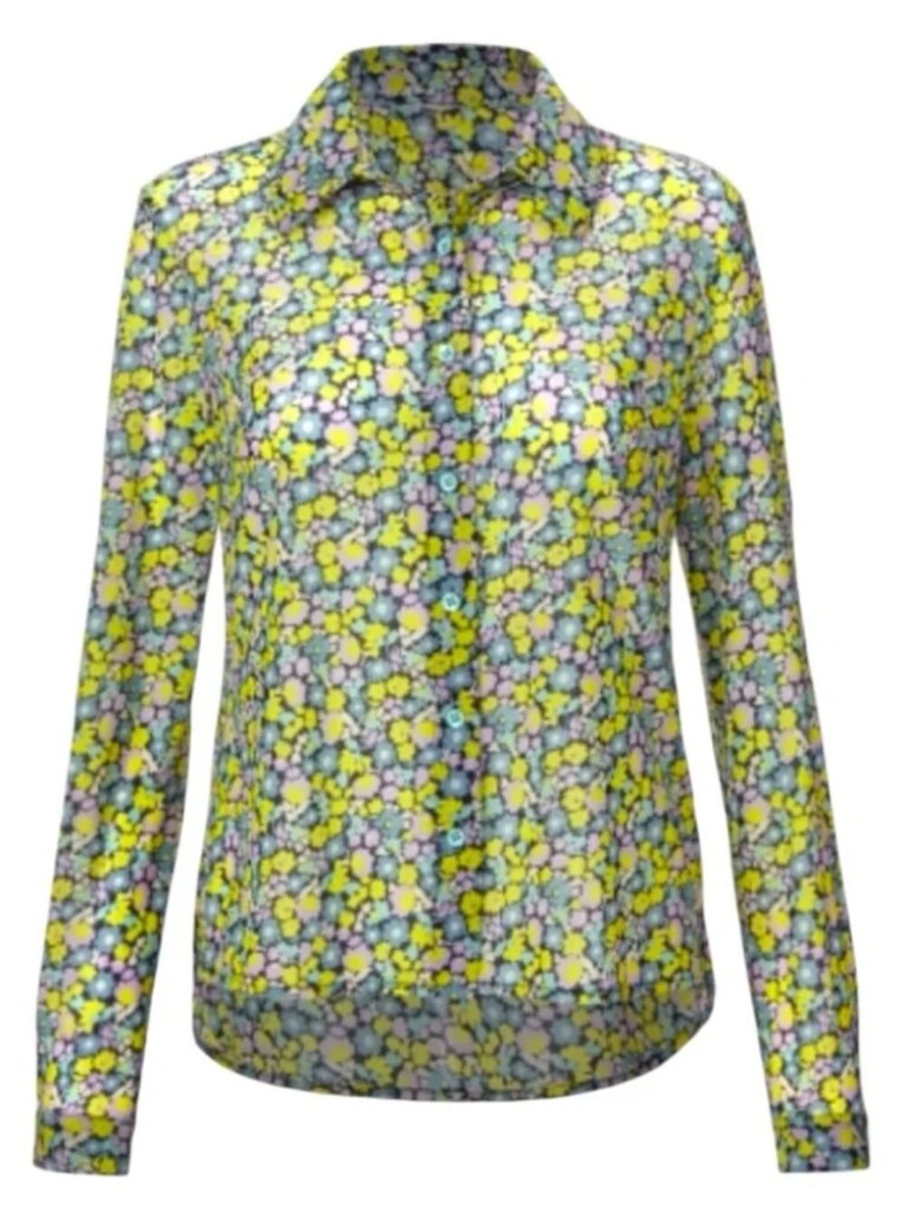 CAbi Style #6406 Size S Lightweight Nylon-Spandex Long Sleeve Button Down Blouse